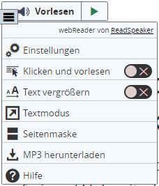 Button Vorlesen mit Men&uuml;, ReadSpeaker