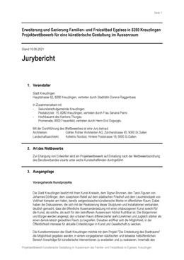 Kunstwettbewerb "Egelsee" Jurybericht Egelsee Kunstwettbewerb