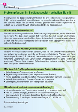 Problempflanzen im Siedlungsgebiet Problempflanzen im Siedlungsgebiet – so helfen Sie mit